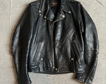 XS Sm, 1950s Harley Davidson Leather Motorcycle Jacket, Biker, Panhead Knucklehead Shovelhead