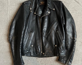 XS Sm, 1950s Harley Davidson Leather Motorcycle Jacket, Biker, Panhead Knucklehead Shovelhead