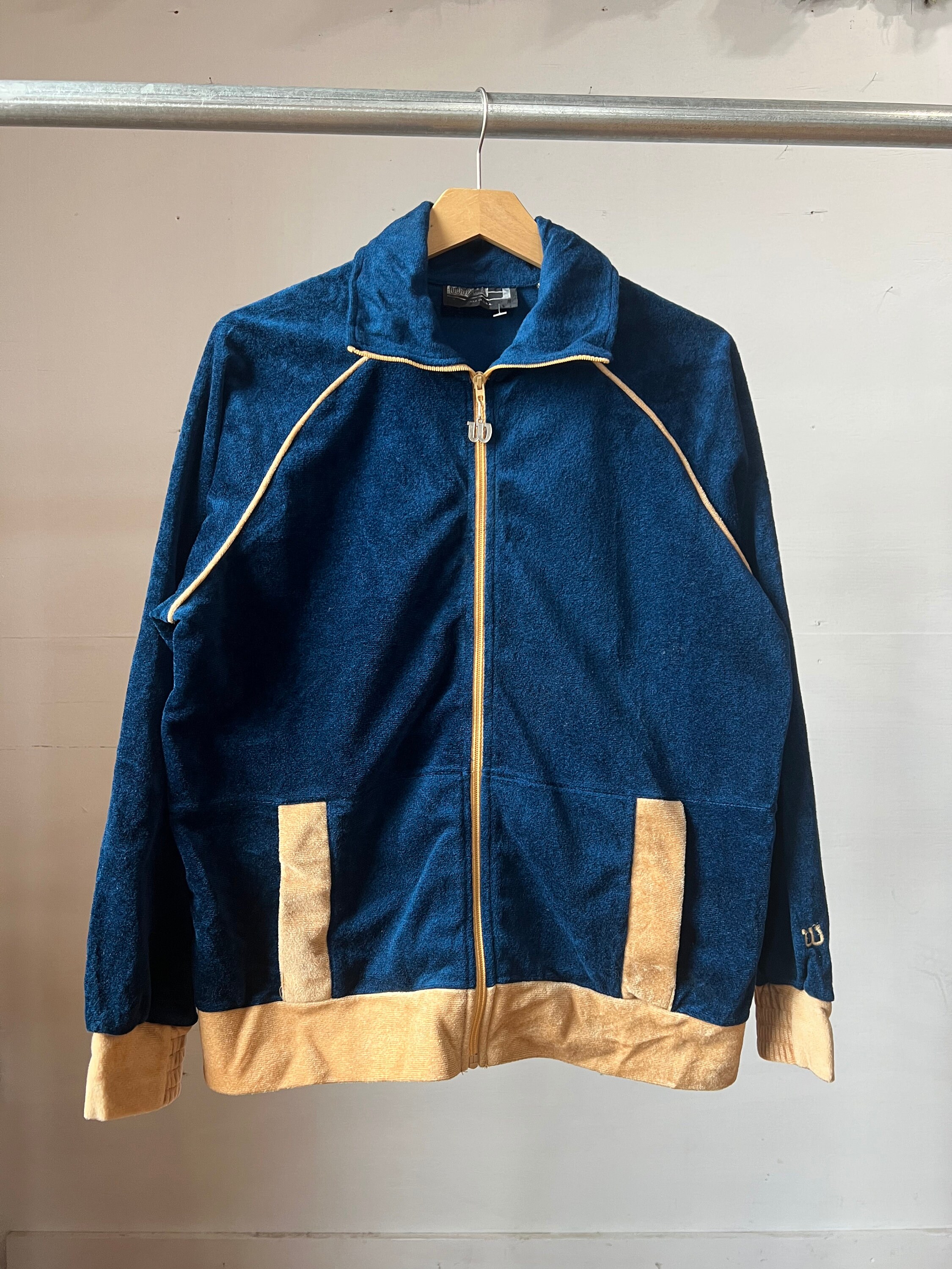 L, 1970s Women's Wilson Velour Track Suit, Blue Tan - L - Etsy