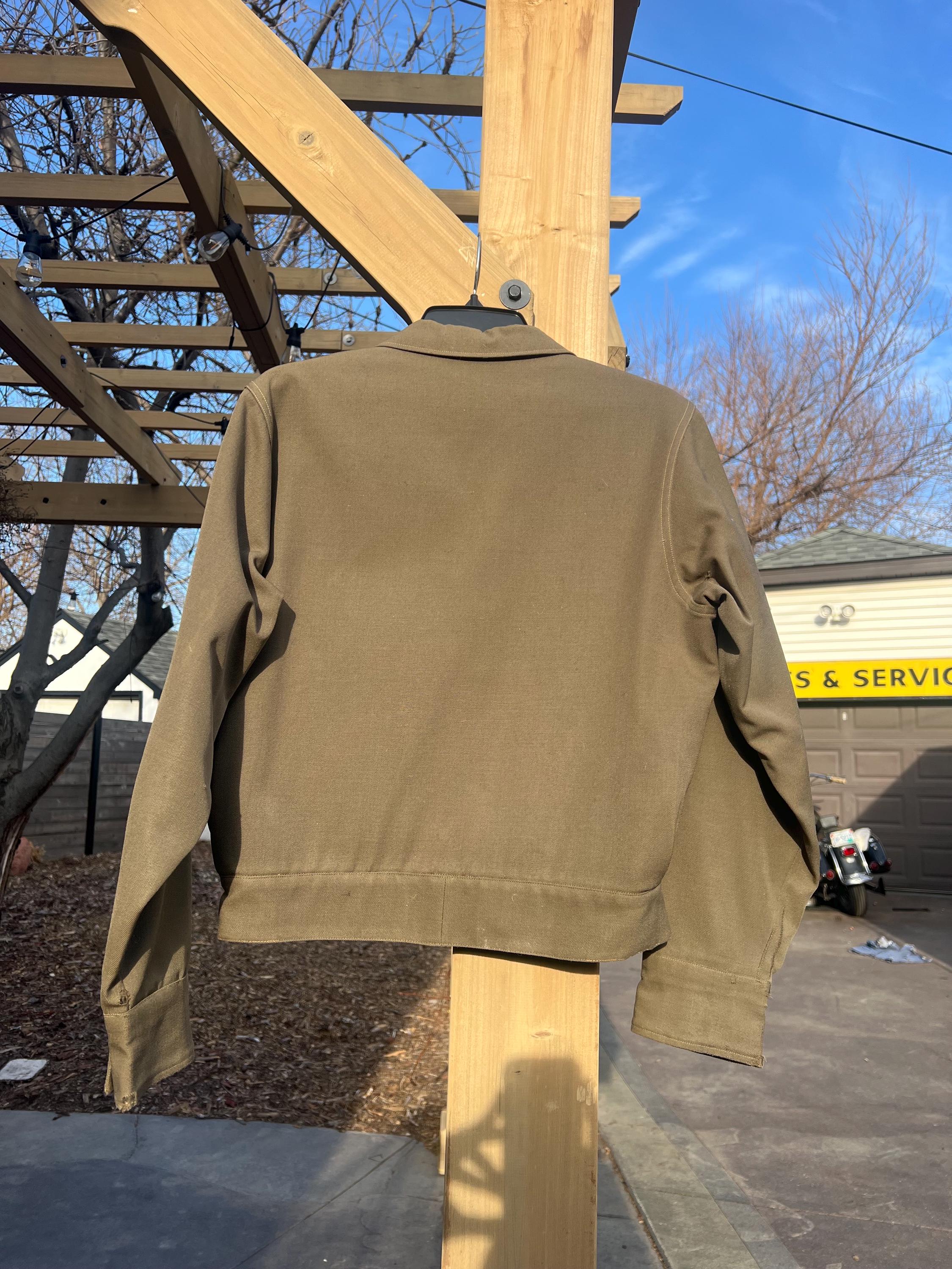 Med, Vintage 1930s 1940s Ike Style Wool Gabardine Jacket, Cropped