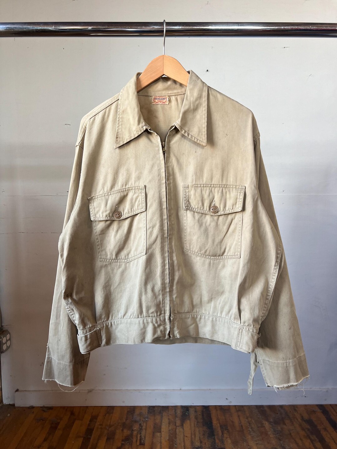 XL, Vintage 1950s Khaki Headlight Work Jacket, Boxy, Workwear, J - Etsy XL, Vintage 1950s Khaki Headlight Work Jacket, Boxy, Workwear, J - Etsy