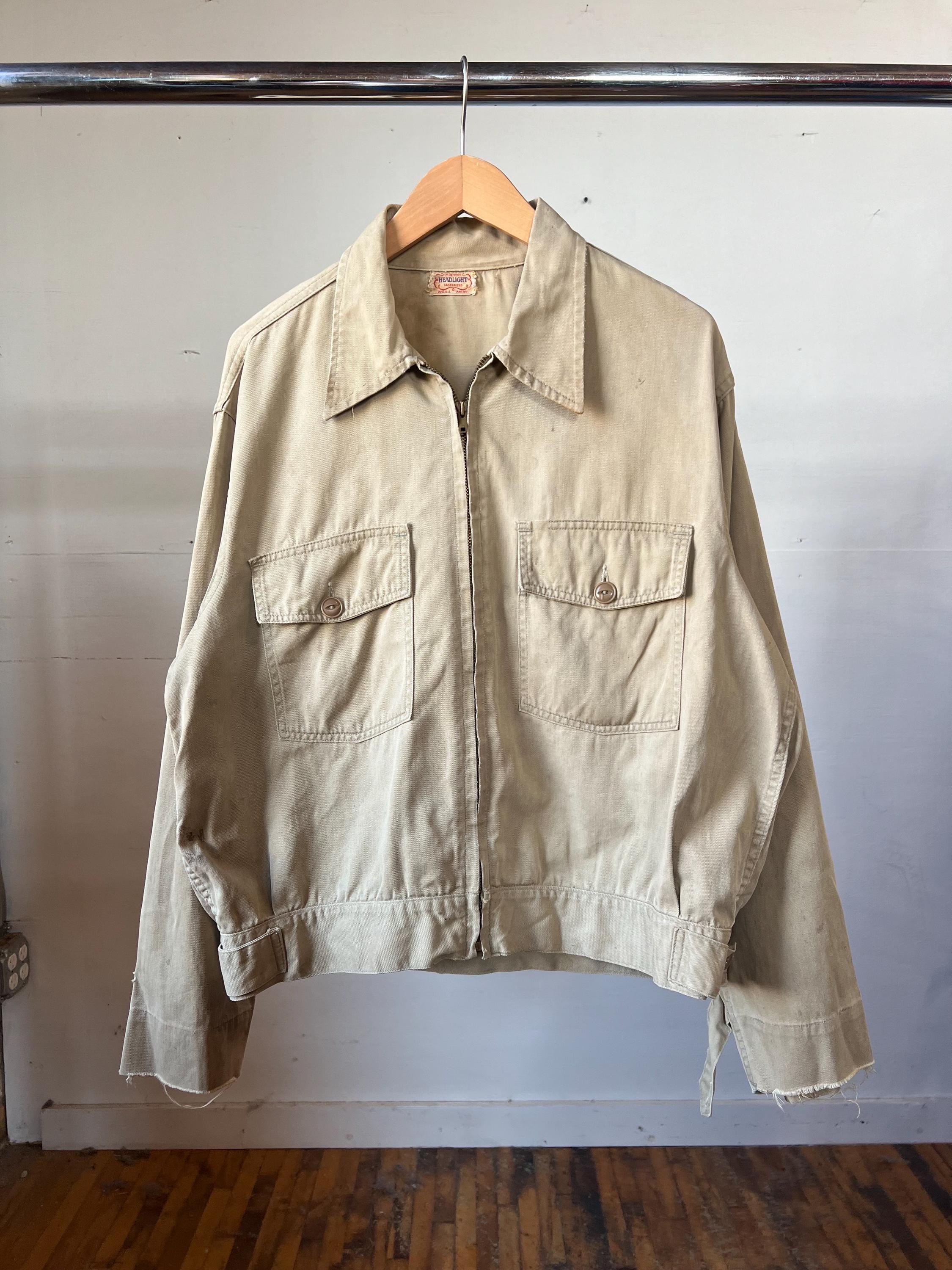 XL, Vintage 1950s Khaki Headlight Work Jacket, Boxy, Workwear, J - Etsy XL, Vintage 1950s Khaki Headlight Work Jacket, Boxy, Workwear, J - Etsy