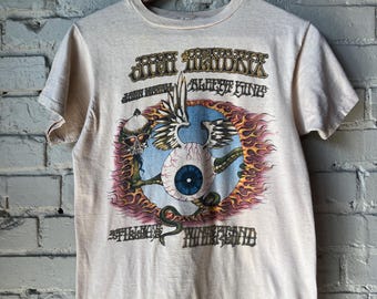 Vtg 90s Jimi Hendrix Experience Flying Eyeball T-shirt Pink Yellow
