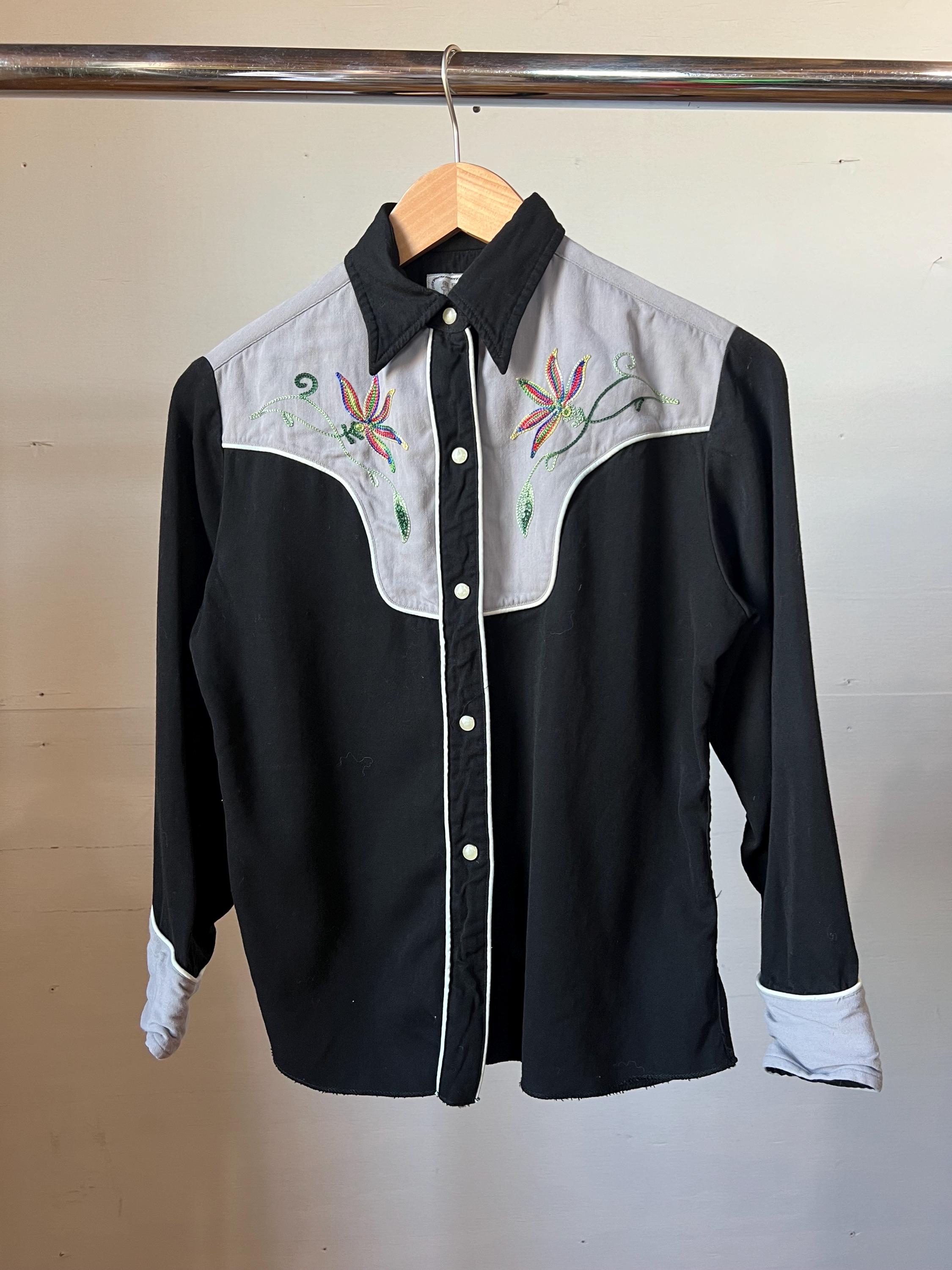 Sm, 1950s Womens H Bar C Western Shirt, Embroidered, Pearl 