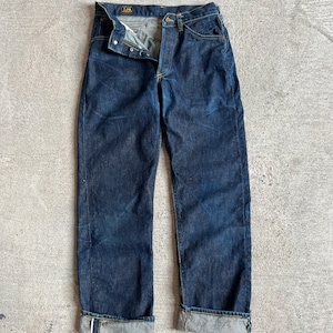 27&quot; Waist, 1950s Dark Wash Lee Riders, Selvedge, Button Fly - C