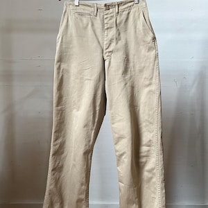 29&quot; Waist, Vintage 1950s Military Khaki Chino Trousers, Cotton, Menswear, Q