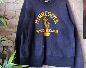 XL, 1970s Champion Reverse Weave Minnesota Gophers, Single Color Tag