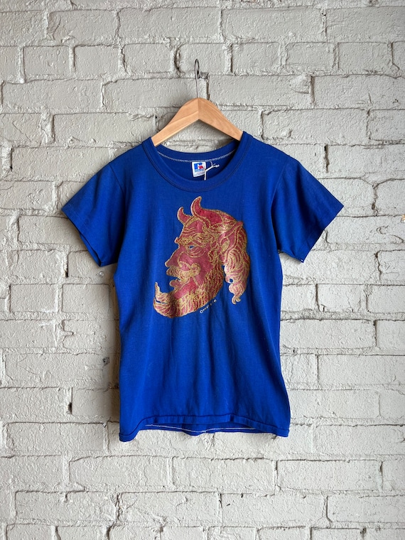 Small, Devil Iron On T-Shirt, 1980s 1970s, Blue - image 1