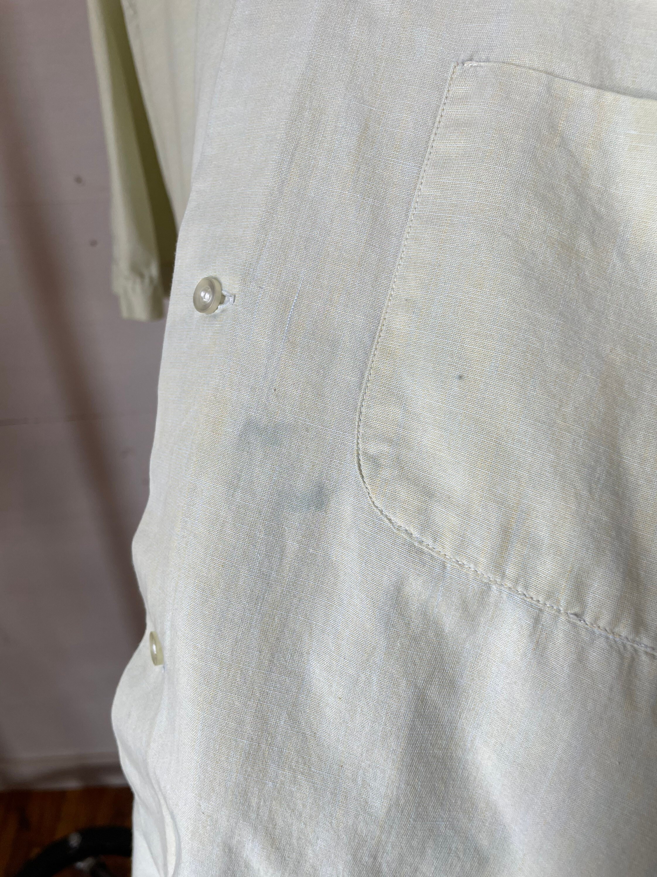 XL / 1960s 1950s Light Green Button up Shirt / Short Sleeve / - Etsy