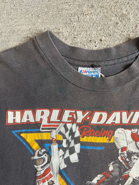 Sm Med, 1980s Harley Davidson Racing T-shirt, Bla… - image 3