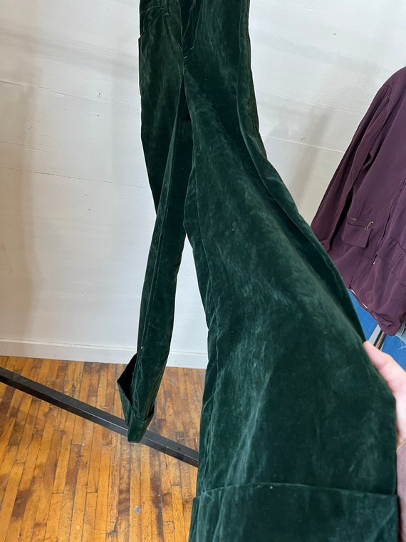 29” Waist, 1970s Emerald Green Velour Elephant Be… - image 3