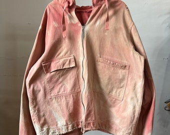 XXL, Vintage Over-Dyed Modified Gunner Smock, Pink, Faded, Zipper