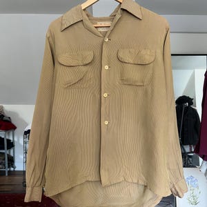 Medium, Vintage 1950s Marlboro Gold Loop Collar Shirt, Rockabilly, Menswear, F