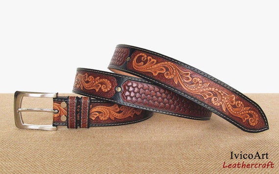 tooled leather belts
