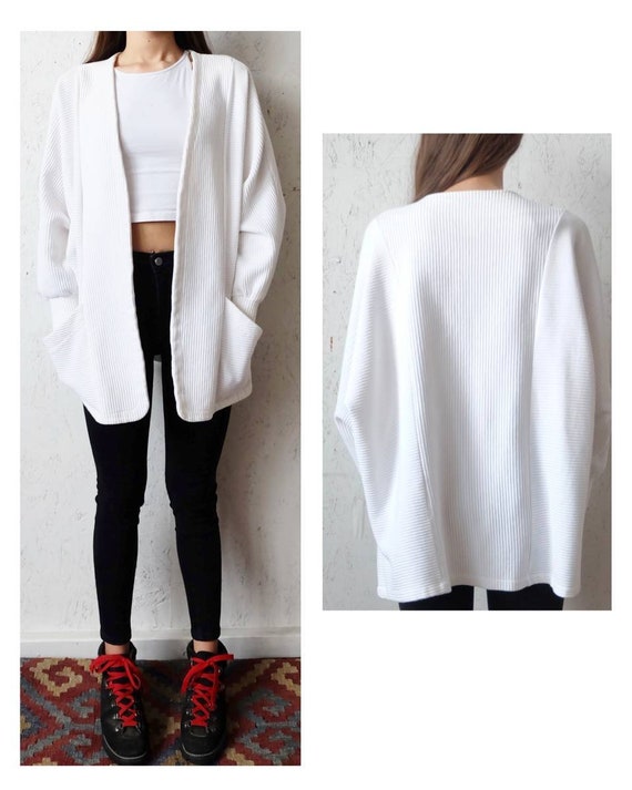 White lightweight cardigan jacket, spring tops vin