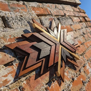 Mosaic Wood Picture Woodart Wood Mosaic Real Wood Art Wood Art Mural Wall Art Geometric Boho Modern Decoration Rustic Aztrcwood
