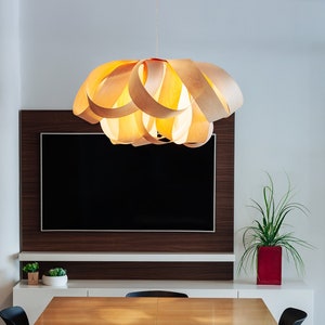Chandelier Lighting Gross 4 Lamp-Wooden Lamp-Hanging Lamp-Wood Veneer Lamp-Manually Crafted-Designer Artisan-Wooden lamp afbeelding 5