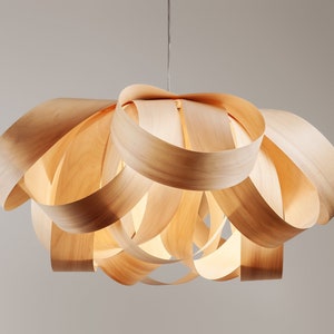 Chandelier Lighting Gross 4 Lamp-Wooden Lamp-Hanging Lamp-Wood Veneer Lamp-Manually Crafted-Designer Artisan-Wooden lamp afbeelding 1