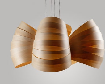 Herz-S Lighting Chandelier - Wood Pendant Light - Wood fixture - Lighting Modern Chandelier - Designer Light - Ceiling Light Fixture