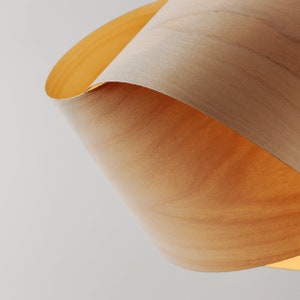 Summer wood pendant light UFO Pendant crafted Natural Wood Veneer Artistic Light Fixture Hand made-Unique Light Modern wood pendant image 7
