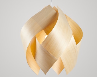 Summer wood pendant light Platzen - Pendant crafted - Natural Wood Veneer -Artistic Light Fixture-Hand made-Unique Light-Modern wood pendant