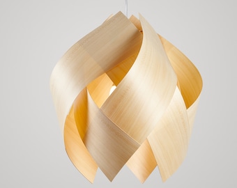 Unique Summer Wood Veneer Pendant Light with Handmade Craftsmanship