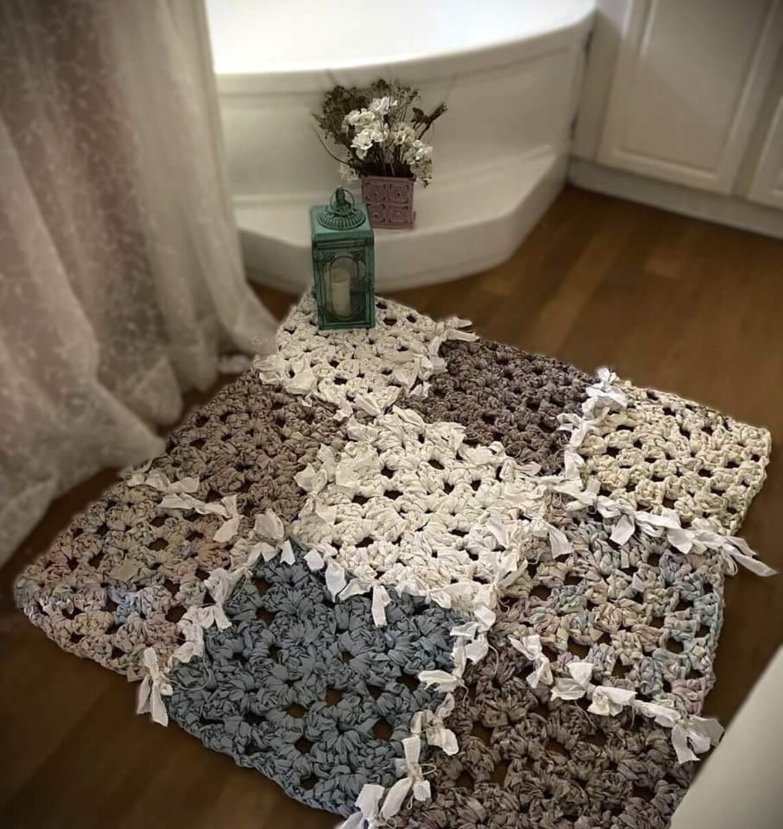 NEW Handmade Crocheted Shabby Chic Cottage Granny Square Rag Rug - Etsy