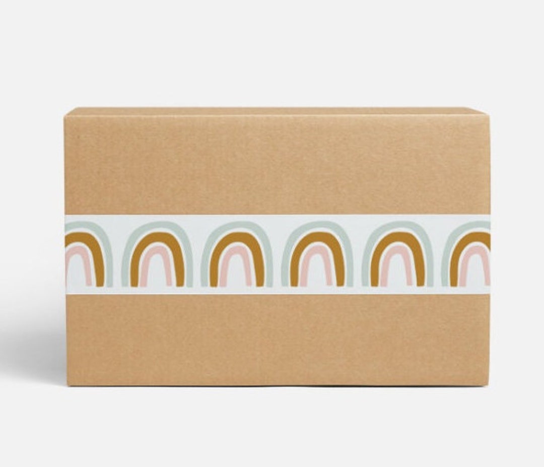 Packaging Tape 100ft, 300ft, Boho Rainbow Tape, Printed Water Activated