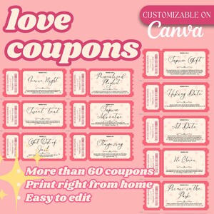 Digitale Liebesgutscheine: DIY druckbare Canva Vorlage - Gestalte Deine eigenen romantischen Gutscheine für Deine Geliebte, Geschenke für Ihn Sie, Tokens