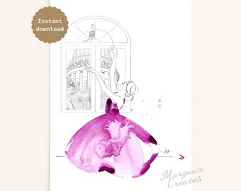 London Ballerina Printable Wall Art, St Paul’s Dance Illustration (A4 Digital Download)