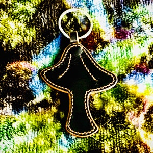 Handcrafted Leather Mushroom Keychain