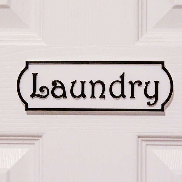 Laundry Room Sign – Customizable 3D Printed Raised Letter Door Sign - Command Strip Mounting System