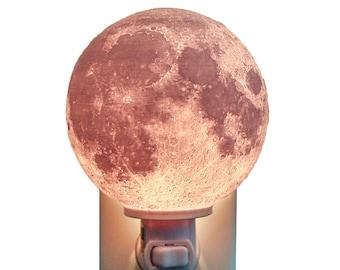 3D Printed Moon Lithophane Night Light, Wall Plug In, Boy Girl Bedroom, Living Room, Game Room, Hallway, Bathroom, Kids Baby, Nursery, Gift