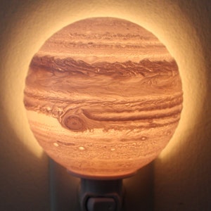 3D Printed Jupiter Lithophane Night Light, Wall Plug In, Boy Girl Bedroom, Living Room, Game Room, Hallway, Bathroom, Kids, Nursery, Gift
