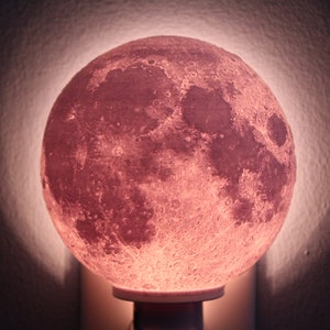 3D Printed Lunar Lithophane Night Light, Wall Plug In, Boy Girl Bedroom, Living Room, Game Room, Hallway, Bathroom, Kids Room, Nursery, Gift