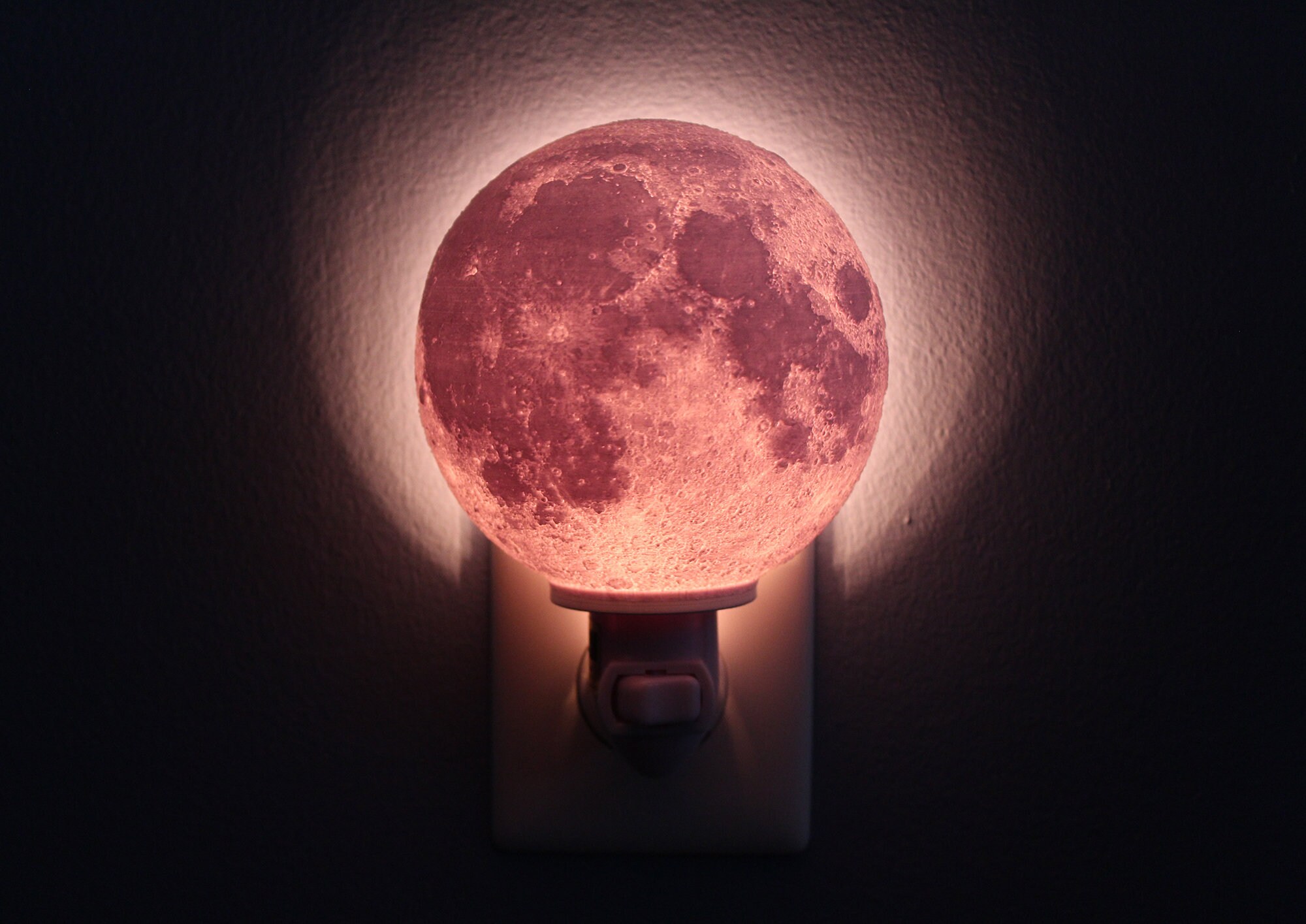 3D Printed Lunar Lithophane Night Light Wall Plug In Boy Girl