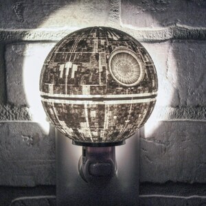 3D Printed Star Wars Death Star Lithophane Night Light | Wall Plug In Style for Bedroom, Bathroom, Hallway, Etc