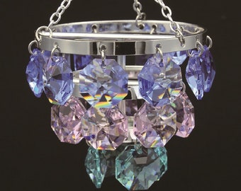 Swarovski multicolor crystal studded silver plated chandelier figurine ornament
