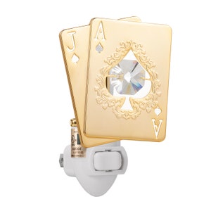 24K Gold plated Ace Jack blackjack handcrafted night light decorated Swarovski crystals bedroom bathroom man case kitchen gift premium decor