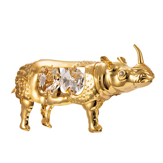 Handmade 24K Gold Plated Hand Rhinoceros Decorated With Swarovski Crystals  Table Décor Ornament Figurine Premium Gift Sparkling Interior - Etsy