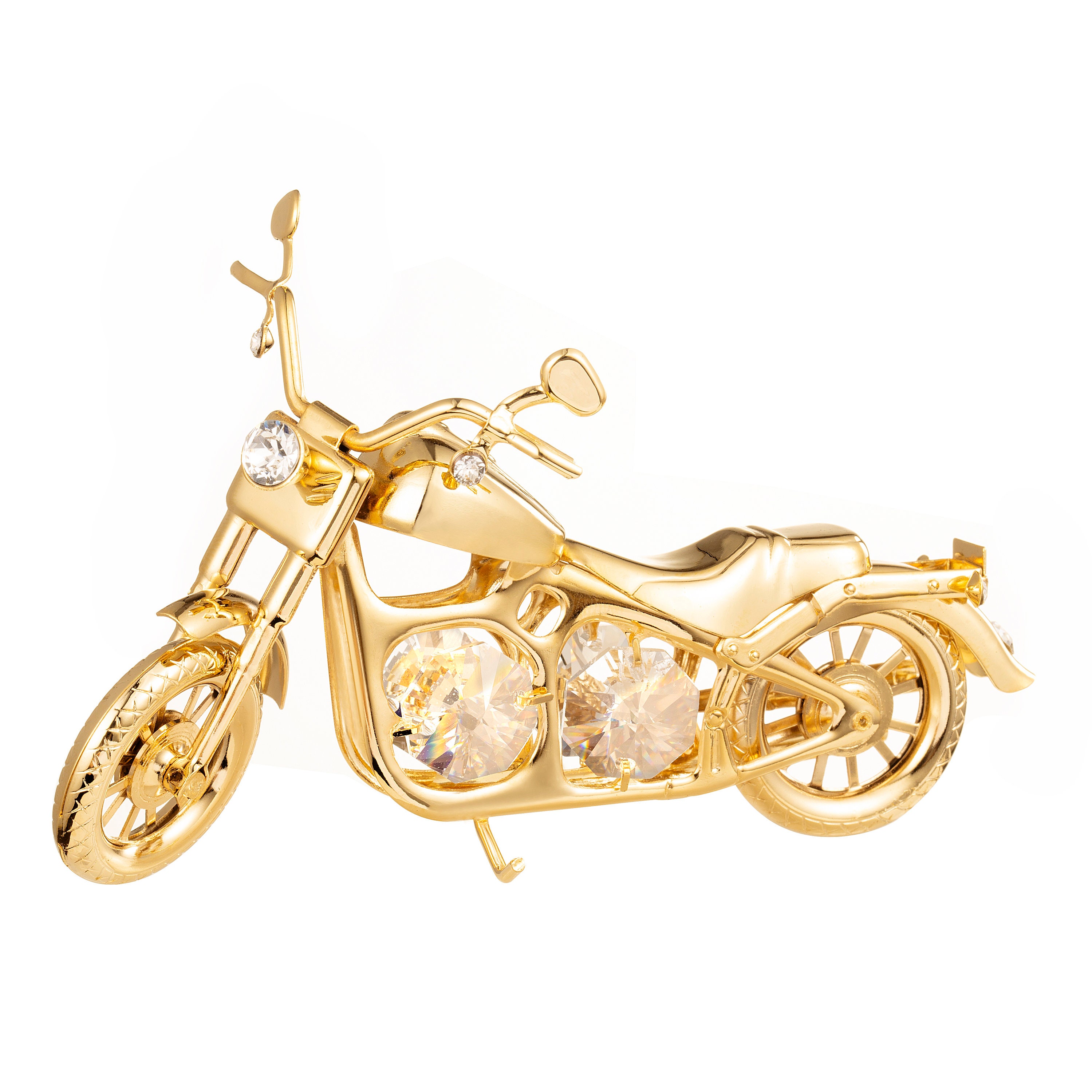 Matashi 24K Gold Plated Chopper Motorcycle Ornament with Genuine Crystals