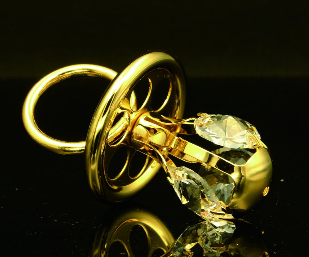 Element Pacifier Swarovski Crystal Element Studded 24k Gold Plated Baby Pacifier ...