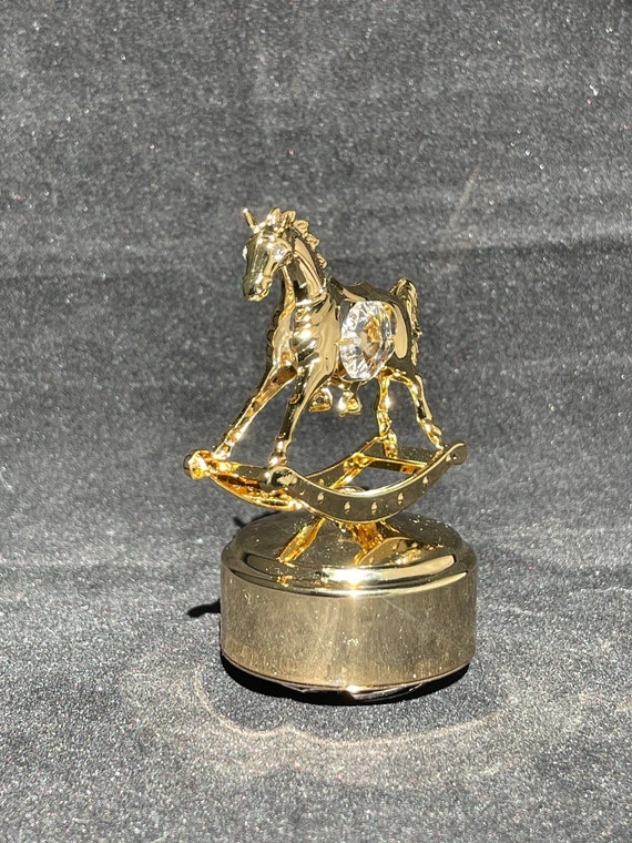Handmade 24k Gold Plated Mechanical Music Box Rocking Horse