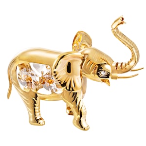 Handmade 24K gold plated elephant hand decorated with Swarovski crystals table décor ornament figurine premium gift sparkling interior