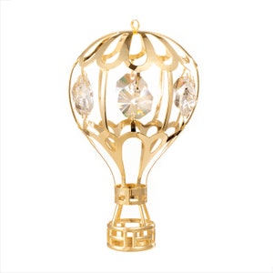 Handmade 24K gold plated hot air balloon hand decorated w/ Swarovski crystals table interior décor figurine premium gift festival souvenir