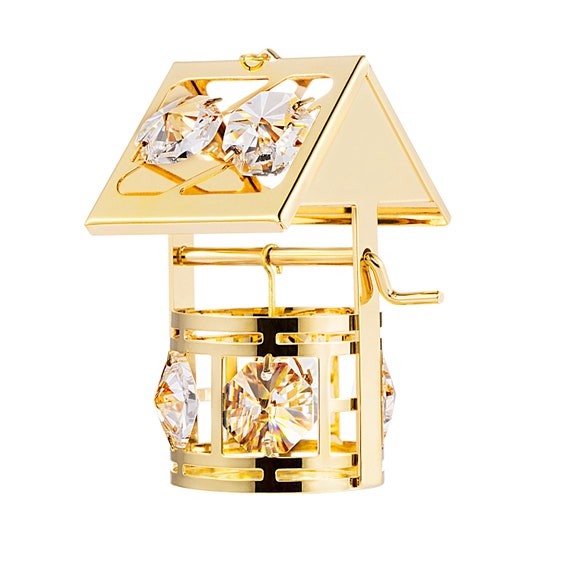 ORNAMENT 24KT GOLD PLATED SWAROVSKI CRYSTAL ELEMENTS /"Fan/" FIGURINE