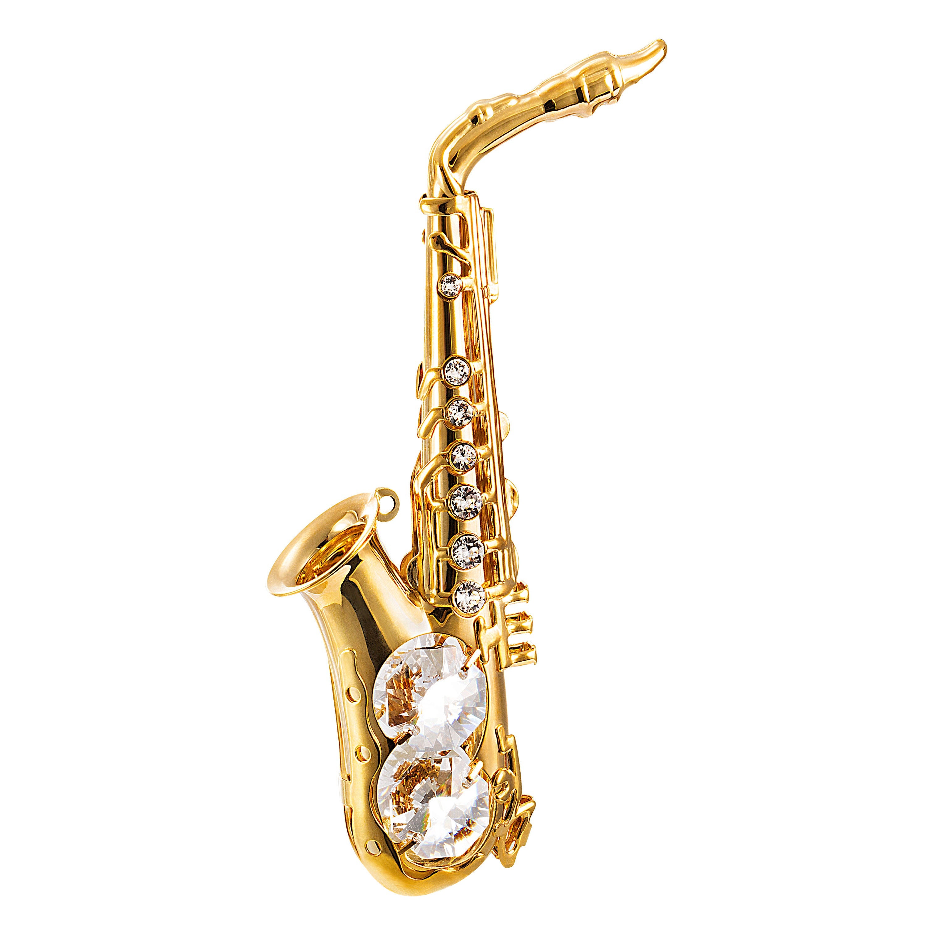 Modello Miniature Sassofono Contralto Con Supporto - Decorazione Da Tavolo In Ottone Placcato Oro, Regalo Per Musicisti