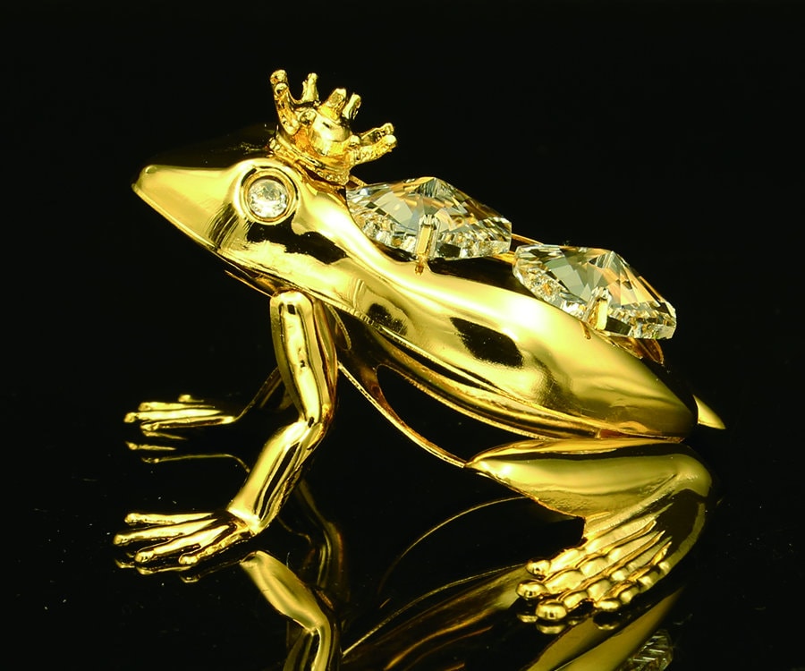 t*u様 スワロフスキー Swarovski 『Marie&Pierre』クリス Handmade 24K Gold Plated Frog Prince Hand Decorated W/ Swarovski