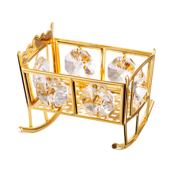 Handmade 24K Gold Plated Baby Crib Hand Decorated With Swarovski Crystals Table Decor Ornament Figurine Premium Gift Sparkling Interior Etsy