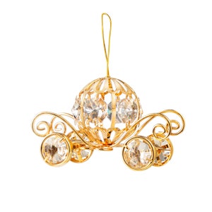 Handgemaakte 24K vergulde pompoen koets met de hand versierd Swarovski kristallen tafel decor ornament beeldje premium cadeau sprankelende eyecatching